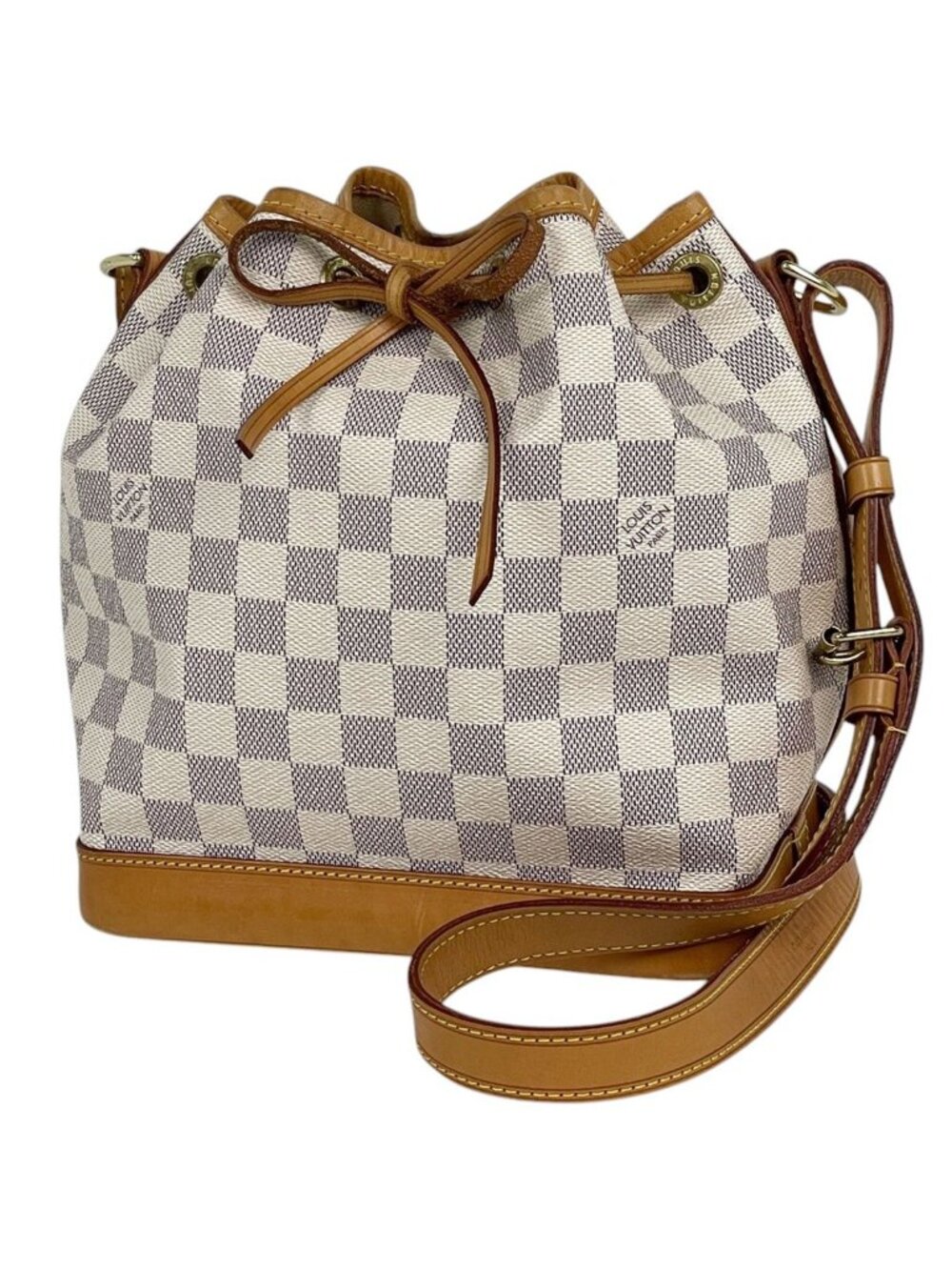 Louis Vuitton Noe BB Shoulder Bag Drawstring Damier Azur White
